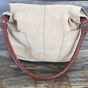 Gently used canvas and leather bag from Sundance.